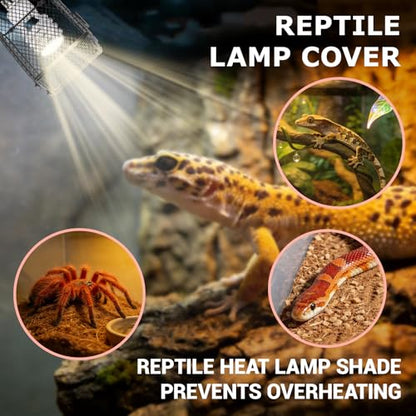 Reptile Lamp Cover, Heater Guard Heat Protector Anti Scald Cover Mesh Cage Heating Lampshade Ceramic Light Bulb Enclosure for Terrarium Chameleon Lizards Snakes (Square) - size: square