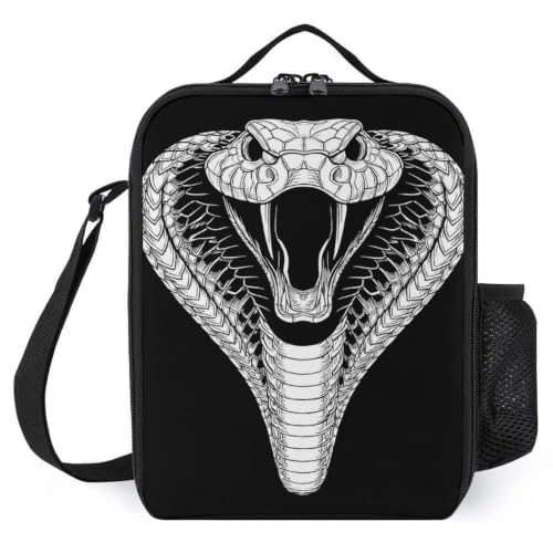 Cobra Snake Head Lunch Box Cooler Bag for Women Men | unisex adult,portable,insulated,adjustable strap,washable,bottle pocket
