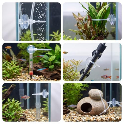 JJUNW 30Pcs Aquarium Suction Cups, Mini Suction Cups with 40 Pcs Zip Ties Clear Fish Tank Suction-Cups- Without Hooks for Aquarium Fish Tank Decoration Moss Shrimp Nest Reptile Hammocks