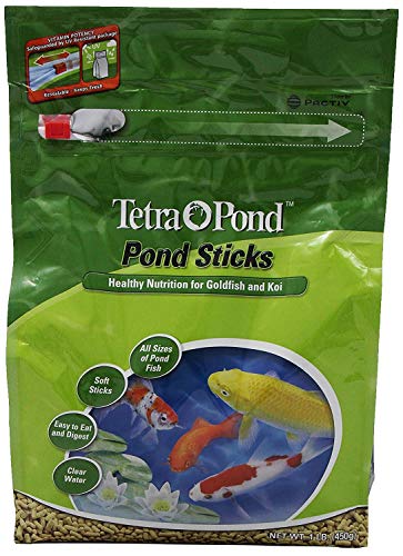 Tetra Pond Sticks Fish Food For Goldfish & Koi, 1 lbs | Healthy Daily Diet For All Pond Fish, Easy To Digest Floating Sticks Promote Clearer Water, Feed When Water Is +50 Degrees - size: 1 Pound (Pack of 1)