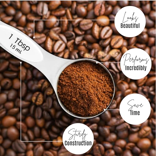 Magnetic Measuring Spoons Set of 9 Stainless Steel Dual-Sided Stackable Measuring Spoon Nesting Teaspoons Measuring Dry and Liquid Ingredients, Fits in Spice Jars Set of 9 (White) - color: White