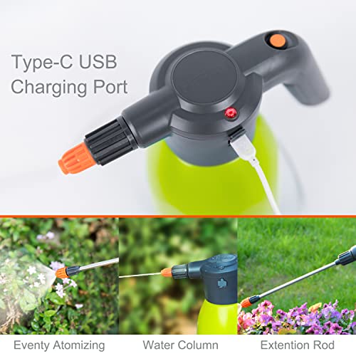 HIFAY ES2-PRO Electric Spray Bottle 2L/0.5Gallon, Rechargeable Battery Powered Sprayer Spray 60 Bottles On a Single Charge, Automatic Plant Mister，Pump Sprayer,Indoor Watering Can for Plants - color: Green