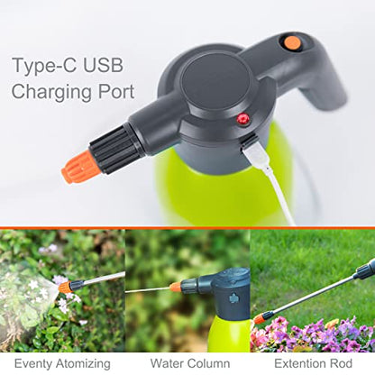 HIFAY ES2-PRO Electric Spray Bottle 2L/0.5Gallon, Rechargeable Battery Powered Sprayer Spray 60 Bottles On a Single Charge, Automatic Plant Mister，Pump Sprayer,Indoor Watering Can for Plants - color: Green