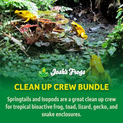 Josh's Frogs Isopods and Springtails Bundle, 25 ct/8 oz | Dwarf Tropical White Isopods, Temperate Springtails, Bioactive Clean Up Crew Bugs