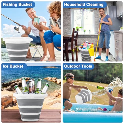 10L Collapsible Bucket for Cleaning, Portable Ice Bucket Water Pail for Space Saving, Foldable Sand Buckets with Handles for House Bathroom, Plastic Tub Sink Camping Wash Basin RV Essentials - size: 10L