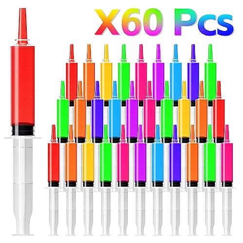 60 Pack Jello Shot Syringes- 30ml/1oz Jelly Syringe with Tip Cap for Liquid | BPA-Free Plastic Jello Shots Suringes for Kids/Adults Container for Bachelorette Parties, Nurses, Graduation, Halloween Party