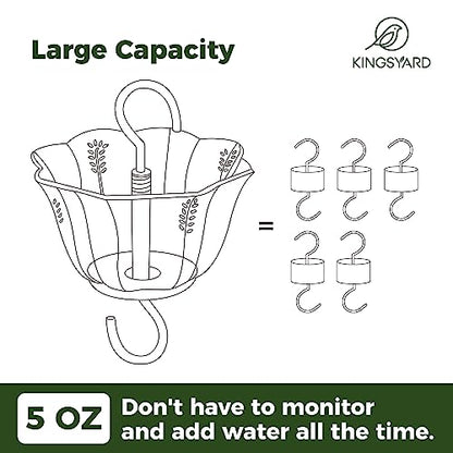Kingsyard 2-Pack Ant Moat for Hummingbird Feeders, Ant & Bee Guard | 5 oz Capacity, Nectar Feeder Accessory, Hanging Hooks, 3/5" Large DiameterInsect, Flower shape, Easy to Clean & Refill, Green