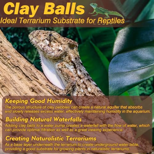 Reptile Substrate Clay Balls for Terrarium, 4 LBS | Organic Expanded Clay Pebbles, Moisturizing & Drainage False Bottom Substrate for Reptiles & Amphibians, Bioactive Substrate - color: 4LBS