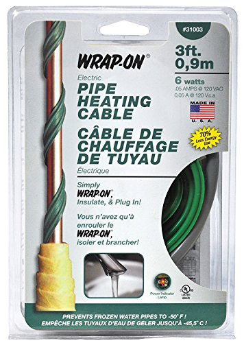 Pipe Heating Cable - 3-Feet, 120 Volt, Built-in Thermostat, Low Wattage - 31003 , Green - size: 3 Feet