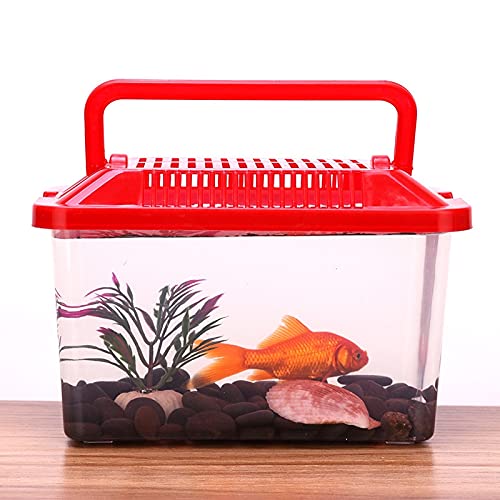 Fish Tank Mini Fish Tank Portable Pet Crate Climbing Breeding Box Breeding Box Reptile Square Box Hamster Transport Breeding Tortoise Box Aquarium Tank (Color : Random Color, Size : 15X9X11CM) - size: 15X9X11CM