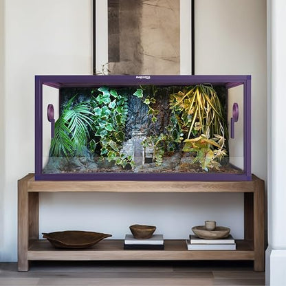 Stackable 50 Gallon Reptile Enclosure for Gecko, Juvenile Reptile | Optimal Ventilation & Light Penetration by Rust Proof Mesh Top, Easy Assembly within 6 Steps with Clear Instruction - color: Royal Purple, size: 50 Gallon