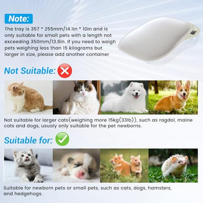 Goldmeet Digital Pet Scale 33lb, Small Animal Scale with Backlit LCD | 1g Precise, g/ml/oz/lb Units, Integrated Easy-Clean Tray, ABS Body, for Small Cats Dogs Hamster Bird