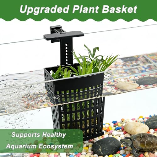 Adjustable Aquarium Plant Holder, Top Hanging Design Fish Tank Plant Holder | 2 Pack Upgraded Aquarium Plant Holders, Adjustable Width Height, Fits Tank Edges up to 2.3 in, for Aquaponics Aquascaping