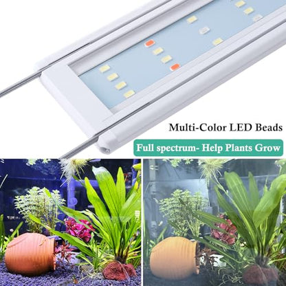 HITOP Full Spectrum LED Aquarium Light – 24-32" Classic Fish Tank Light with Timer, Aquarium Plant Light with Stable Extendable Brackets (24-32in) - size: 24-32in