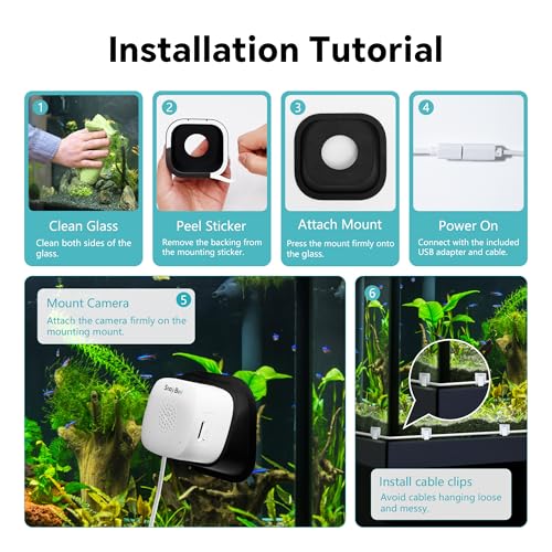 3MP 2K AI Reptile Aquarium Camera, Close-Focus Lens for Fish Tank Terrarium | Angle Magnetic Mount, Dual-Band Wi-Fi 2.4 GHz/5 GHz, 24/7 Recording, Anti-Glare and No Reflection, for Lizards and Snakes