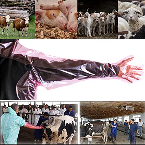 Halter Disposable Artificial Insemination Gloves Veterinary Gloves Shoulder Length Disposable Cow Palpation - color: Pink