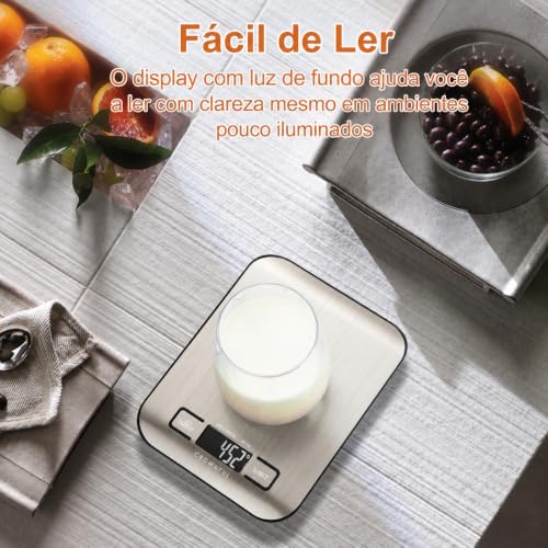 CROWNFUL Food Scale, 11 lb Digital Kitchen Scales with Built-in Coin Battery, Weight Ounces and Grams for Cooking and Baking, 6 Units with Tare Function, LCD Display, 304 Stainless Steel - size: Medium