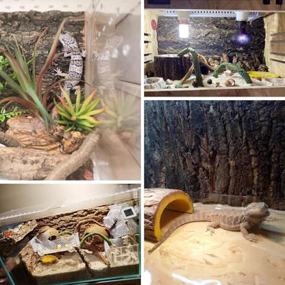 kathson 2PCS Thicker Cork Tile Background Bark 11.8 "L x 11.8" W x 1‘’ H Reptile Tank Terrarium Background Natural Reptile Climbing Mat for Spider Gecko Lizard Chameleon Bearded Dragon Snake - size: 11.8 "L x 11.8 " W x 1‘’ H