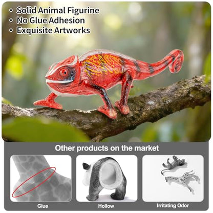 12PCS Realistic Madagascar Animal Figurines Toys Plastic Jungle Animals | Figures Playset, Lemur, Chameleon, Tortoise, Frog, Crocodile, Snake with Tree Valentine's Day Gifts for Kids - style: 12PCS Madagascar Reptile Animals