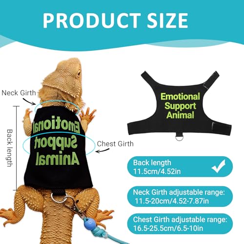 Bearded Dragon Lizards Clothes with Leash Set - Cute Lizard Reptile Small Animal Adjustable Harness Clothes for Walking Outdoor Security Costume Photo Prop(Green - color: Green