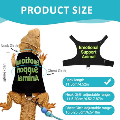 Bearded Dragon Lizards Clothes with Leash Set - Cute Lizard Reptile Small Animal Adjustable Harness Clothes for Walking Outdoor Security Costume Photo Prop(Green - color: Green