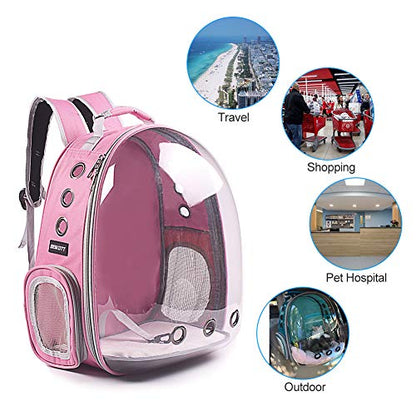 Cat Backpack Carrier, Pet Backpack, Breathable Cat Dog Space Capsule Backpack, Airline-Approved for Small Cats Dogs Birds Bunny Travel Hiking - color: BUBBLE-PK