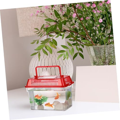 Abaodam 5pcs Portable Transparent Reptile Feeding Boxes Mixed Color Small Plastic Fish Tanks for Turtle Goldfish Breeding and Transport Home Habitat