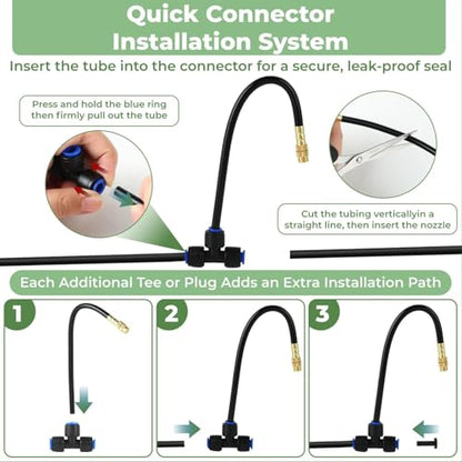 230FT Drip Irrigation System for Garden: 40 Nozzles 1/4" PE Tubing Automatic Watering Kit Adjustable Misting Sprinkler Mister Hose for Water Plants Tape Raised Beds Lawn Outdoor Yard Greenhouse - size: 230FT