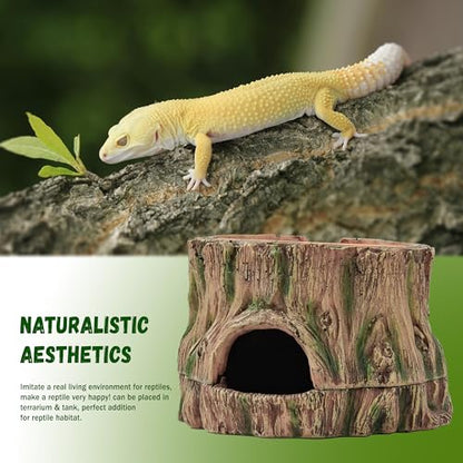 3 in 1 Leopard Gecko Humid Hide,Small Reptile Hide Cave | Humid Hideout with Detachable Base and Humidity Dish,Terrarium Tank Accessories Decor,for Lizard, Crested Gecko, Snake, Crabs