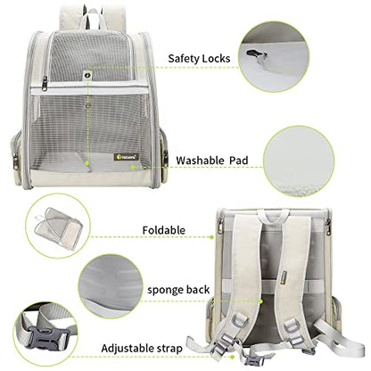 Texsens Innovative Traveler Bubble Backpack Pet Carriers for Cats and Dogs - color: Creamy White