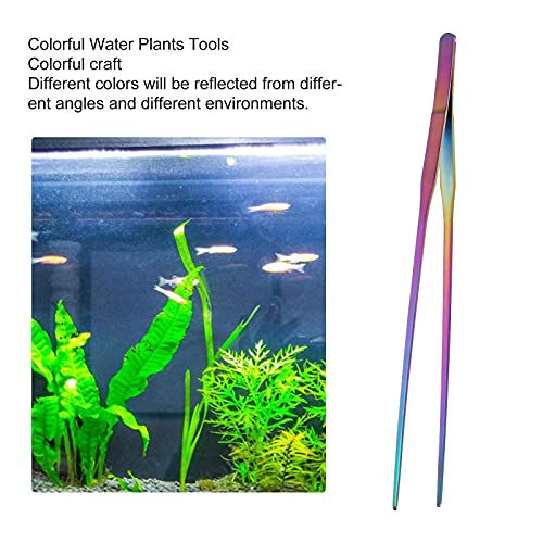 TITA-DONG 27cm Reptile Feeding Tongs, Rainbow Color Aquarium Tweezers Stainless Steel Fishbowl Long Tweezers, Aquascaping Tools for Hold Worms, Reptiles, Lizards, Bearded Dragon(27cm Straight Clip) - color: 27cm Straight Clip