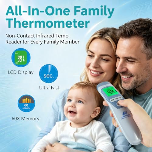 Medical No Touch Forehead Thermometer for Adults and Kids | Baby Thermometer, Fever Alarm, 1 Second Fast Reading, Memory Recall - color: Blue