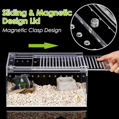 Reptile Terrarium Enclosure 12"x 8"x 6" Acrylic Tarantula Breeding Box Magnetic Hermit Crab Habitat Tank Transparent Jumping Spider Cage for Insect Snail Amphibians Sling Isopods - size: L: Standard Version
