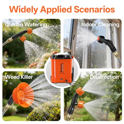 Maxlander 4.2 Gal Battery Powered Backpack Sprayer with 2 x 2.0Ah Battery | 90 Psi Adjustable Pressure, 6 Spray Nozzles, Reach Over 17 Feet, 2 Hours Runtimes, Waist Support