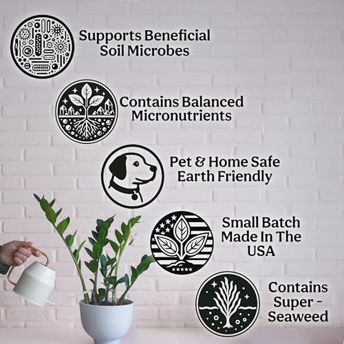 Organic Liquid Indoor Plant Food, Houseplant, Tropical & All-Purpose Indoor Plant Fertilizer, Organic Liquid Fertilizer 5-5-5 with Sea Kelp, 8oz Treats 50 Gallons - size: 8oz