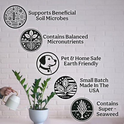 Organic Liquid Indoor Plant Food, Houseplant, Tropical & All-Purpose Indoor Plant Fertilizer, Organic Liquid Fertilizer 5-5-5 with Sea Kelp, 8oz Treats 50 Gallons - size: 8oz