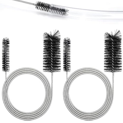 2-Pack 61-in Flex Dual-Ended Nylon Tube Brush for Aquarium Hoses & Pipes | Sturdy steel core with tough bristles. Cleans drains, kitchen pipes, pumps, narrow tubes. Ideal for aquariums.
