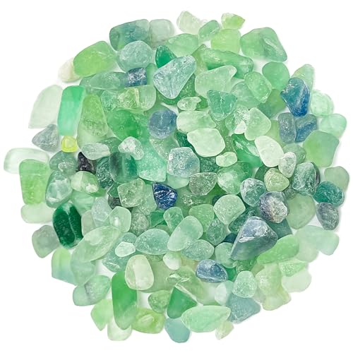 1.5LB Green Fluorite Crystals Bulk,0.35-0.5 Inch Tumbled Stone Gravel Gemstone Crushed Stones for Aquarium Fish Tank DIY Jewelry Vase Filler Aquarium Gravel Plant Pot - color: Green, size: 1.5lb