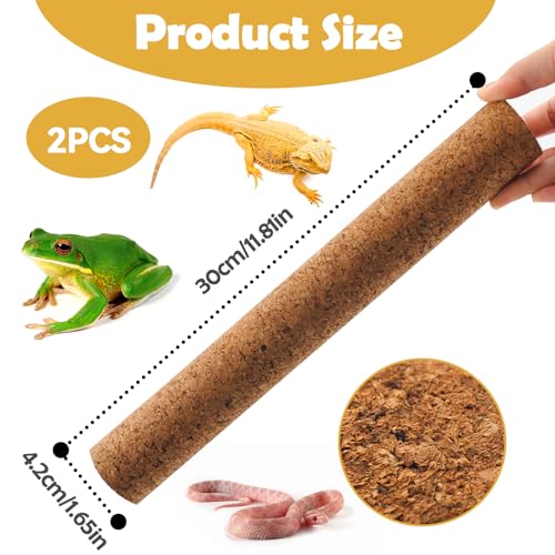 Reptiles Use Cork Branches Climb Branches,Natural Climbing Pet Cork Stick Natural Tree Frog Cork Wood Stick Branch for Reptiles Climbing Branches Frogs, Snakes, Lizards, Bearded Dragons - size: 11.81"D x 1.65"W x 1.65"H
