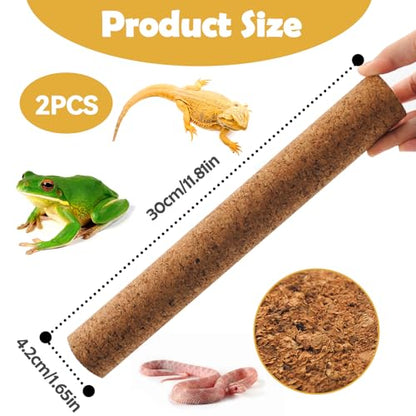 Reptiles Use Cork Branches Climb Branches,Natural Climbing Pet Cork Stick Natural Tree Frog Cork Wood Stick Branch for Reptiles Climbing Branches Frogs, Snakes, Lizards, Bearded Dragons - size: 11.81"D x 1.65"W x 1.65"H