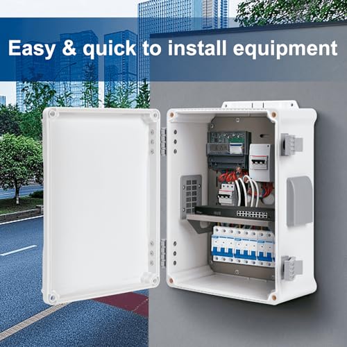 Namunanee Outdoor Electrical Junction Box, ABS Water Resistant Enclosure with Internal Mounting Panel & Hinged Cover (12.6" H x 9.4" L x 5.7" W) - size: 12.6"H x 9.4"L x 5.7"W & Standard