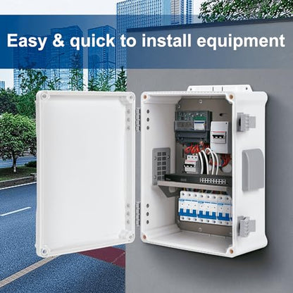 Namunanee Outdoor Electrical Junction Box, ABS Water Resistant Enclosure with Internal Mounting Panel & Hinged Cover (12.6" H x 9.4" L x 5.7" W) - size: 12.6"H x 9.4"L x 5.7"W & Standard