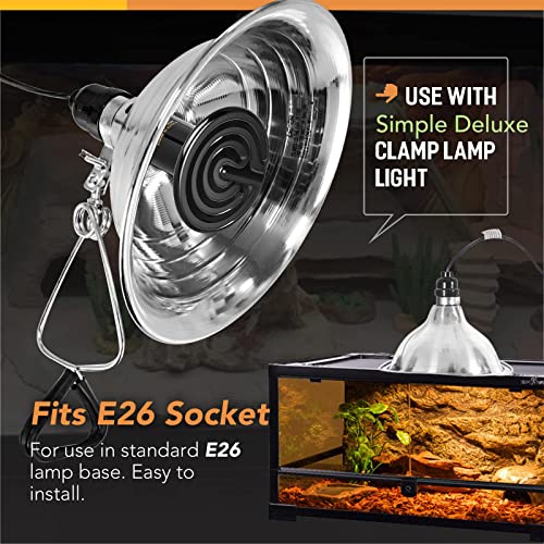 Simple Deluxe 150W Ceramic Heat Emitter Reptile Heat Lamp Bulb No Light Emitting Brooder Coop Heater for Amphibian Pet & Incubating Chicken, Black, 4-Pack - color: Black/4-pack, size: 150W (D-105mm)
