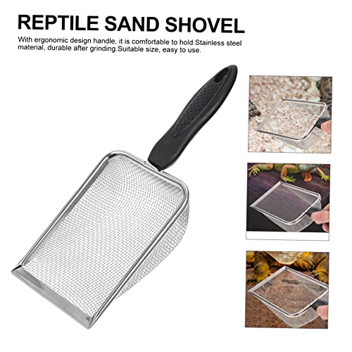 1pc Stainless Steel Reptile Sand Scoop Fine Mesh for Litter Cleaning Terrariums and Aquariums for Tortoise Snake and Bearded Dragon Substrates
