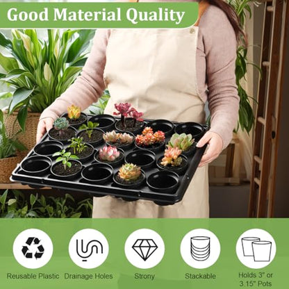 RooTrimmer 3 Inch Plastic Plant Pots 100 Pcs with 5 Pcs 20 Cell Seed Starter Trays, Thick Black Small Nursery Pots and Propagation Shuttle Trays for Seed Starting, Plant Propagation Starter Kit 5 Sets - color: Black + Black, size: 3 Inch 100 Pack Pots Wit