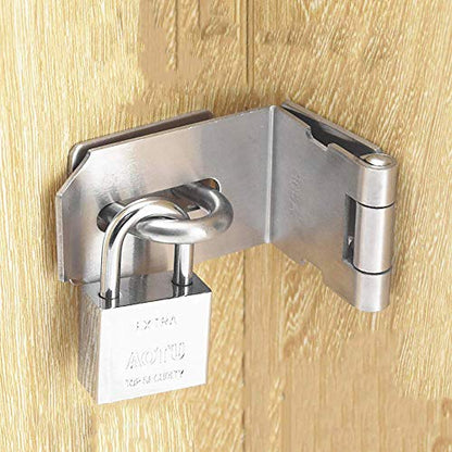 JQK Door Hasp Latch 90 Degree, Stainless Steel Safety Angle Locking Latch for Push/Sliding/Barn Door, 1.5mm Thickness Matte Black, 4 Inch, DH901-PB - size: 4Inch-Black-90degree