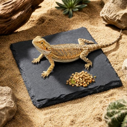Turtle Basking Platform, Slate Rock for Reptiles | 4×4inch Square Tortoise Basking Platform for Bathing Resting Feeding Habitat Accessories
