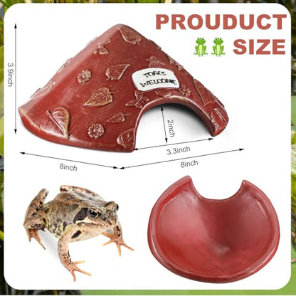 Toad House for Outside Garden, Frog House 8 x 8 x 3.9 Inch Reptile Hide Cave for Toad Frog Turtle Lizard Aquarium Fish(Red) - color: Red