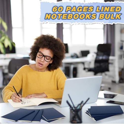 100 Pcs Journals Notebooks Bulk - Kraft Softcover A5 Small Notebooks 5.5 Inch x 8.3 Inch Notepads with 60 Page 30 Sheet for Writing Sketch Travel Office Supplies(Navy Blue,Lined) - color: Navy Blue, style: Lined