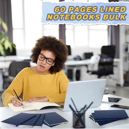 100 Pcs Journals Notebooks Bulk - Kraft Softcover A5 Small Notebooks 5.5 Inch x 8.3 Inch Notepads with 60 Page 30 Sheet for Writing Sketch Travel Office Supplies(Navy Blue,Lined) - color: Navy Blue, style: Lined